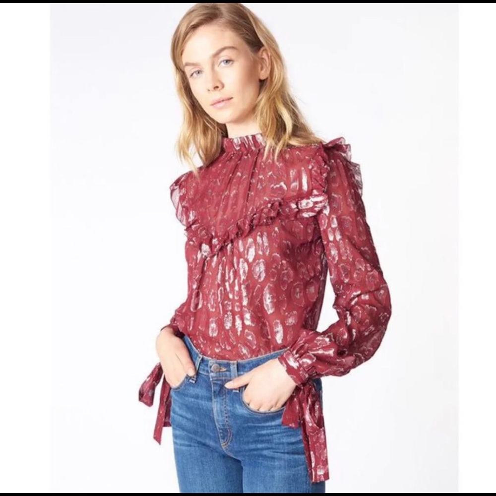 Veronica Beard brooks blouse mock neck top